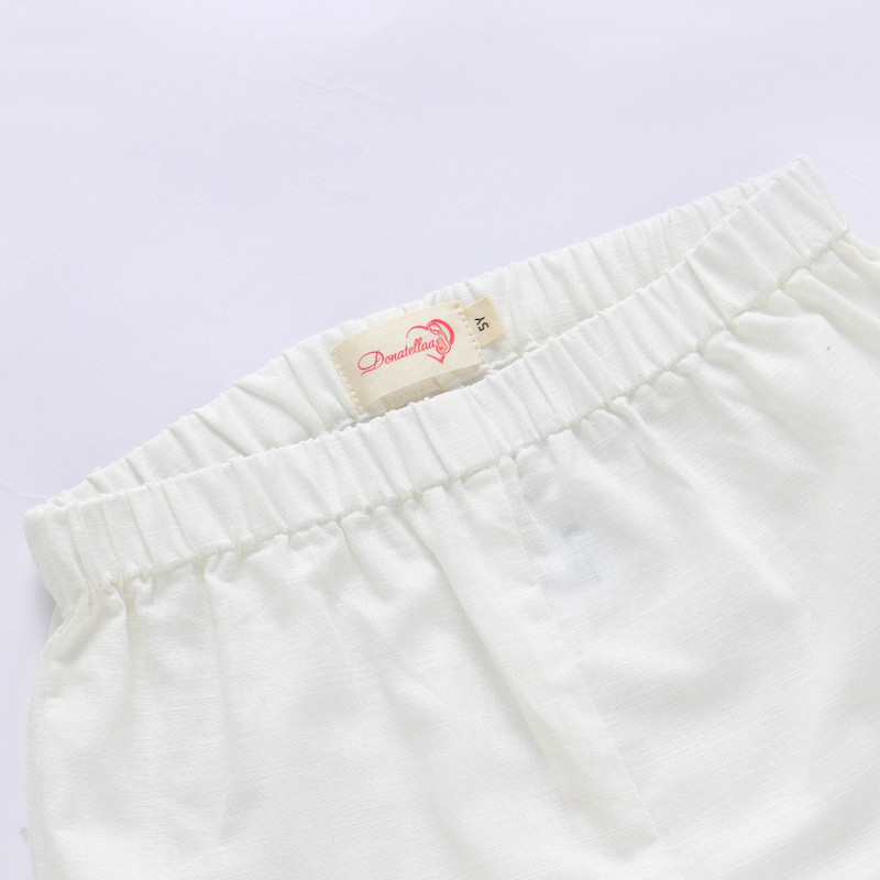 Soft 12M-5Y Linen Organic Cotton Long Pants Summer Spring White 